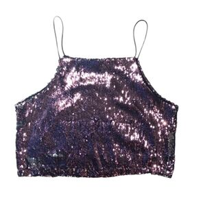 Forever 21 Pink & Silver Sequins Crop Top